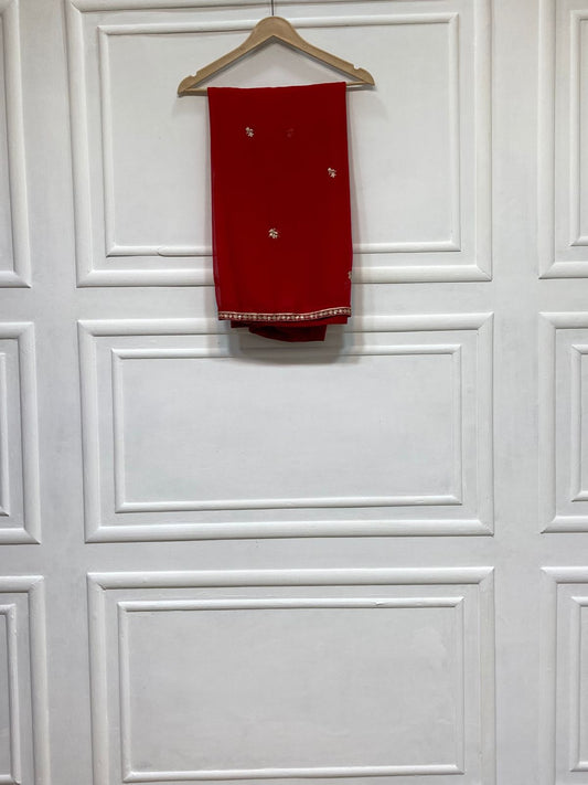 ANAARI-RED 3 Piece - Pure Embroidered Bamber Chiffon Suit AN-0059