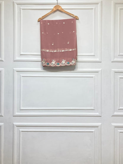 3 Piece - Pure Embroidered Bamber Chiffon KASHMIRI - Pink  Suit AN-0043