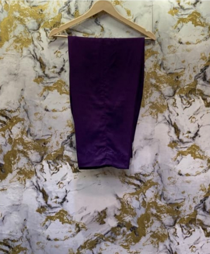 3 Piece - Pure Embroidered Bamber Chiffon PLUM - Purple Suit AN-0026