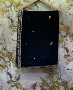 3 Piece - Pure Embroidered Bamber Chiffon DEEP - Black Suit AN-0021