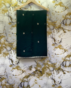 3 Piece - Pure Embroidered Bamber Chiffon BOTTLE - Green Suit AN-0008