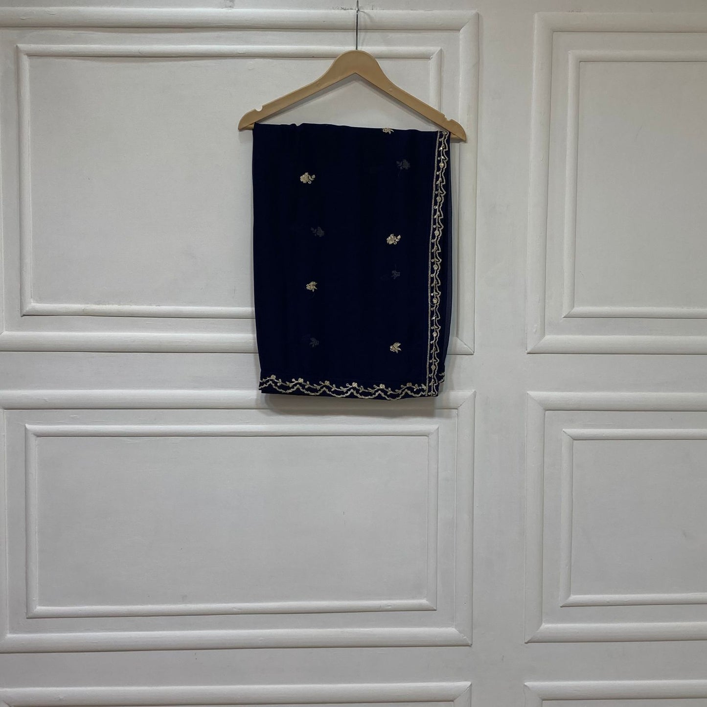 3 Piece - Pure Embroidered Bamber Chiffon ROYAL- BLUE Suit AN-0061