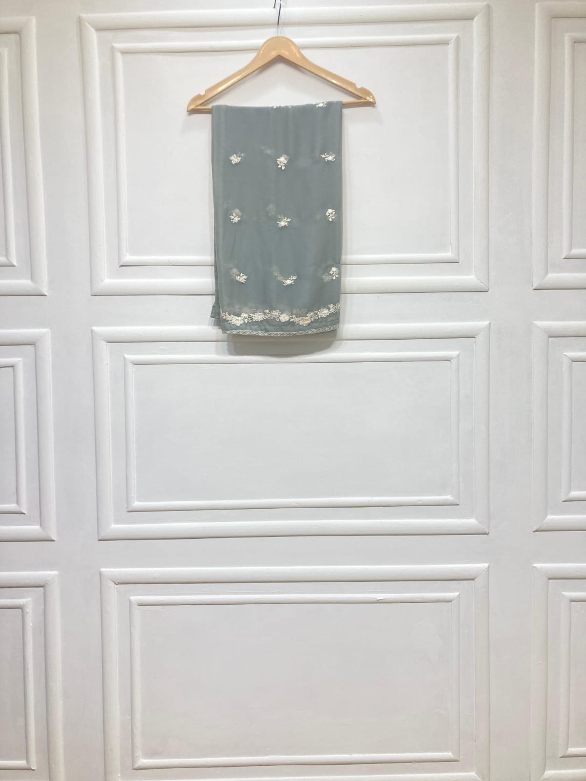 3 Piece - Pure Embroidered Bamber Chiffon ASH - GRAY Suit AN-0048