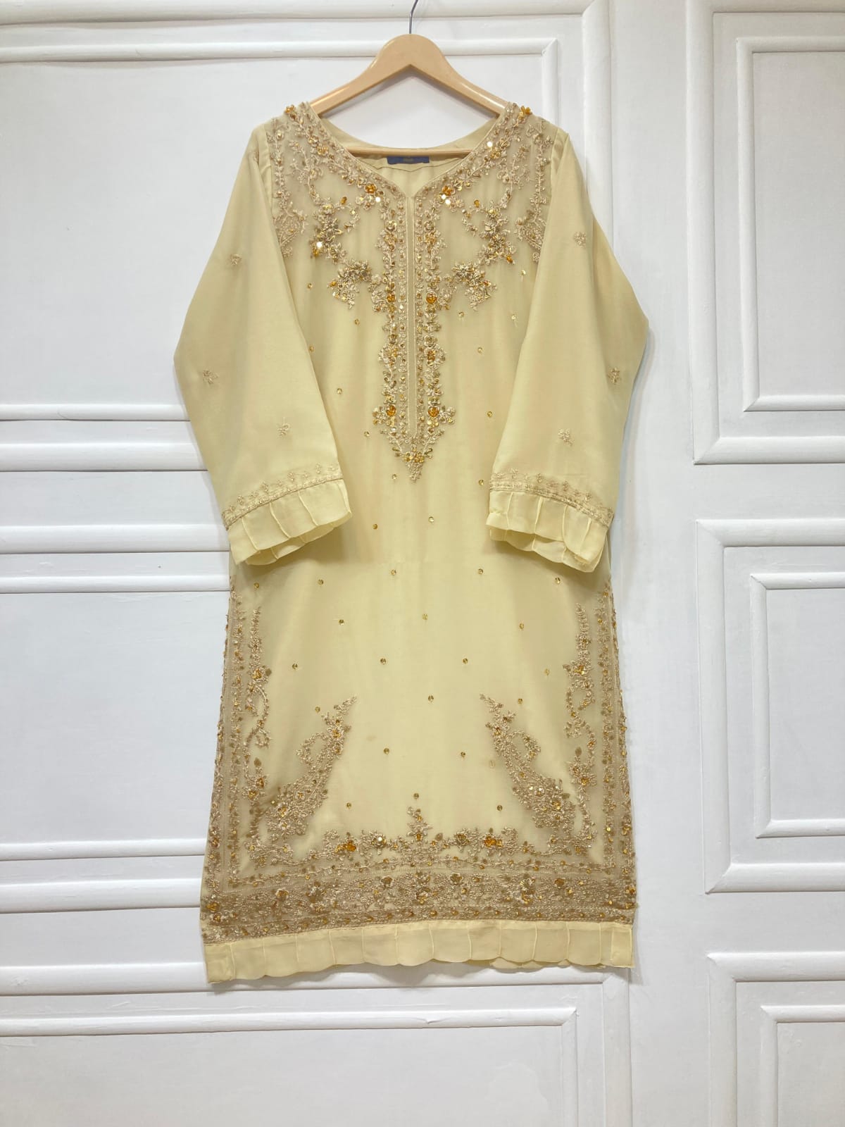 3 Piece - Pure Embroidered Bamber Chiffon SKINNISH Suit AN-0049