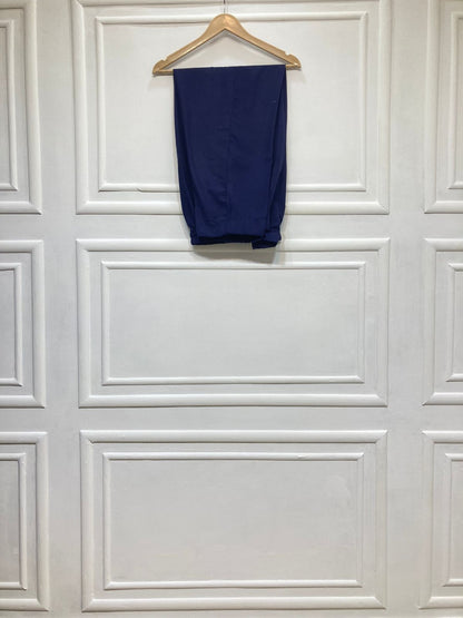 3 Piece - Pure Embroidered Bamber Chiffon ROYAL - BLUE  Suit AN-0050