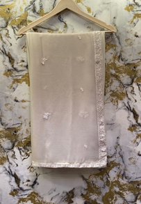3 Piece - Pure Embroidered Bamber Chiffon PEARL - Gold Suit AN-0019