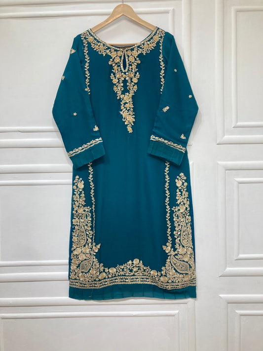 3 Piece - Pure Embroidered Bamber Chiffon DEEP - Purple Suit AN-0054