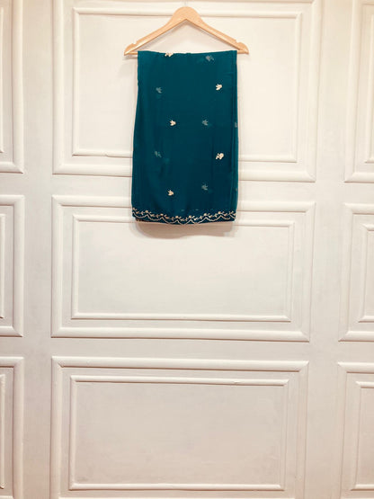 3 Piece - Pure Embroidered Bamber Chiffon DEEP - Purple Suit AN-0054