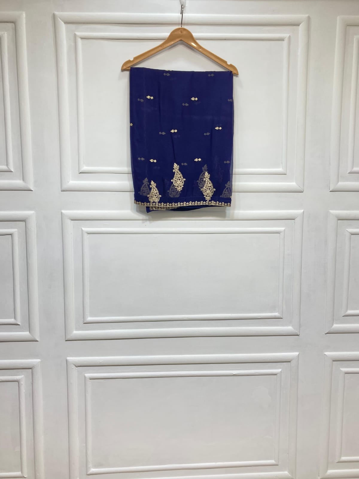 3 Piece - Pure Embroidered Bamber Chiffon OCEANIC - BLUE Suit AN-0056