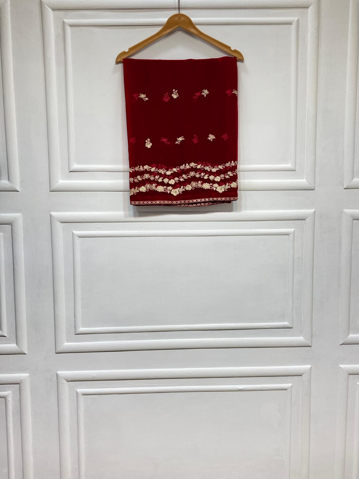 3 Piece - Pure Embroidered Bamber Chiffon CHERRY - PINK Suit AN-0040